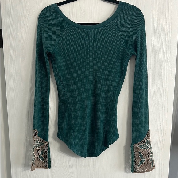 Free People Tops - Free People Green Fitted Embellished Top